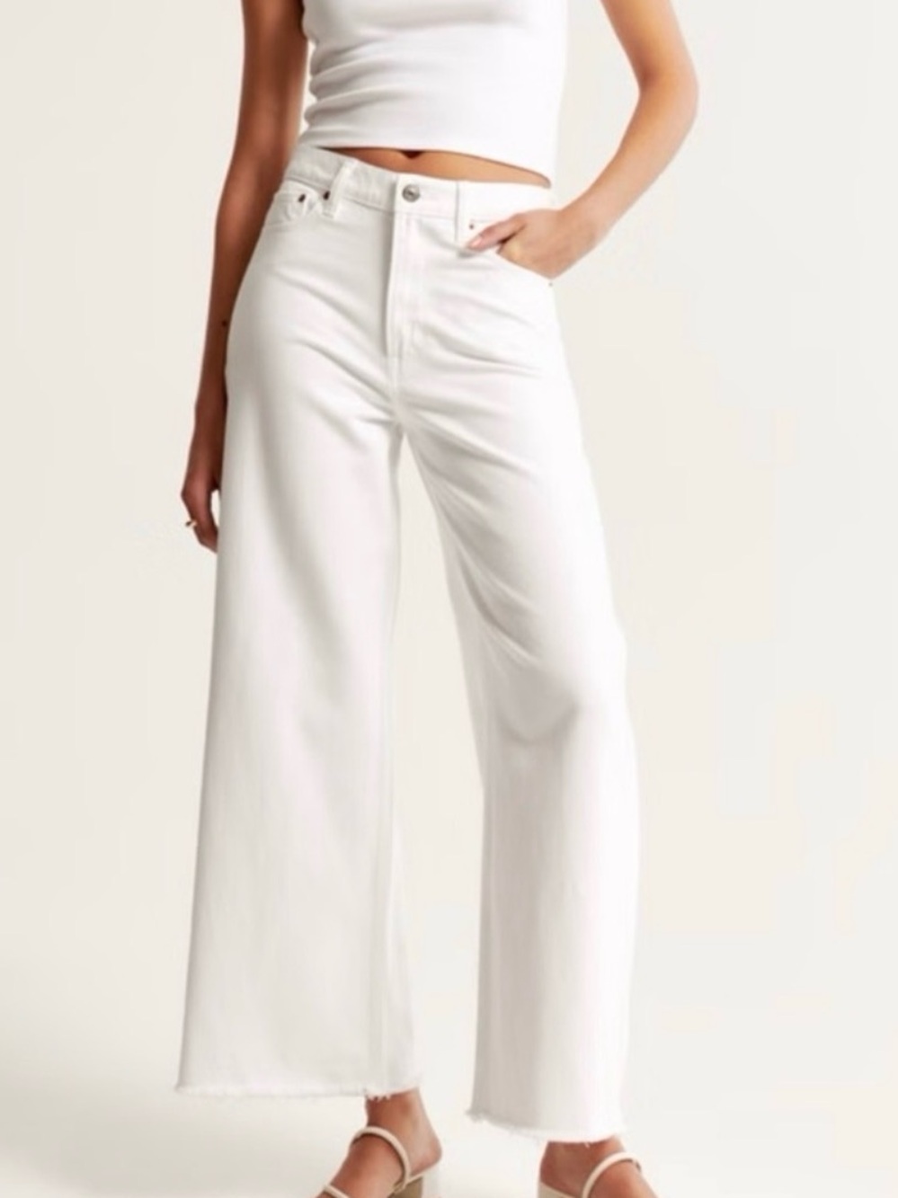 Abercrombie White Wide-Leg High-Rise Jeans Curve Love